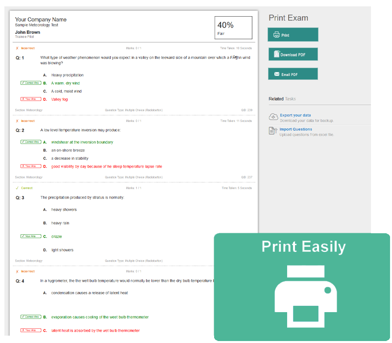 Priint Reports for Assessment Software